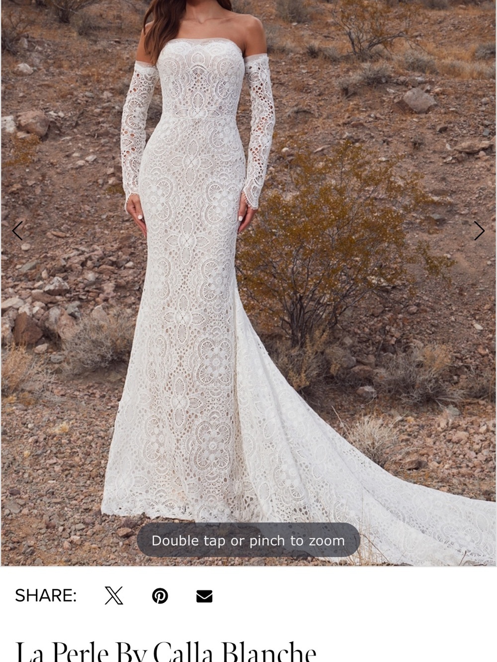 NWT Calla Blanche Rocky Wedding Dress Sz 16 La Perle LP2401 Boho Lace
